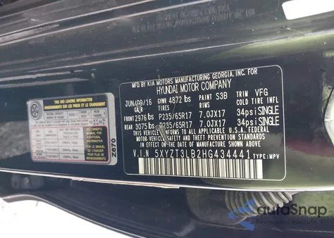 2017 Hyundai Santa Fe Sport 2.4L z USA, uszkodzony, nr VIN 5XYZT3LB2HG434441